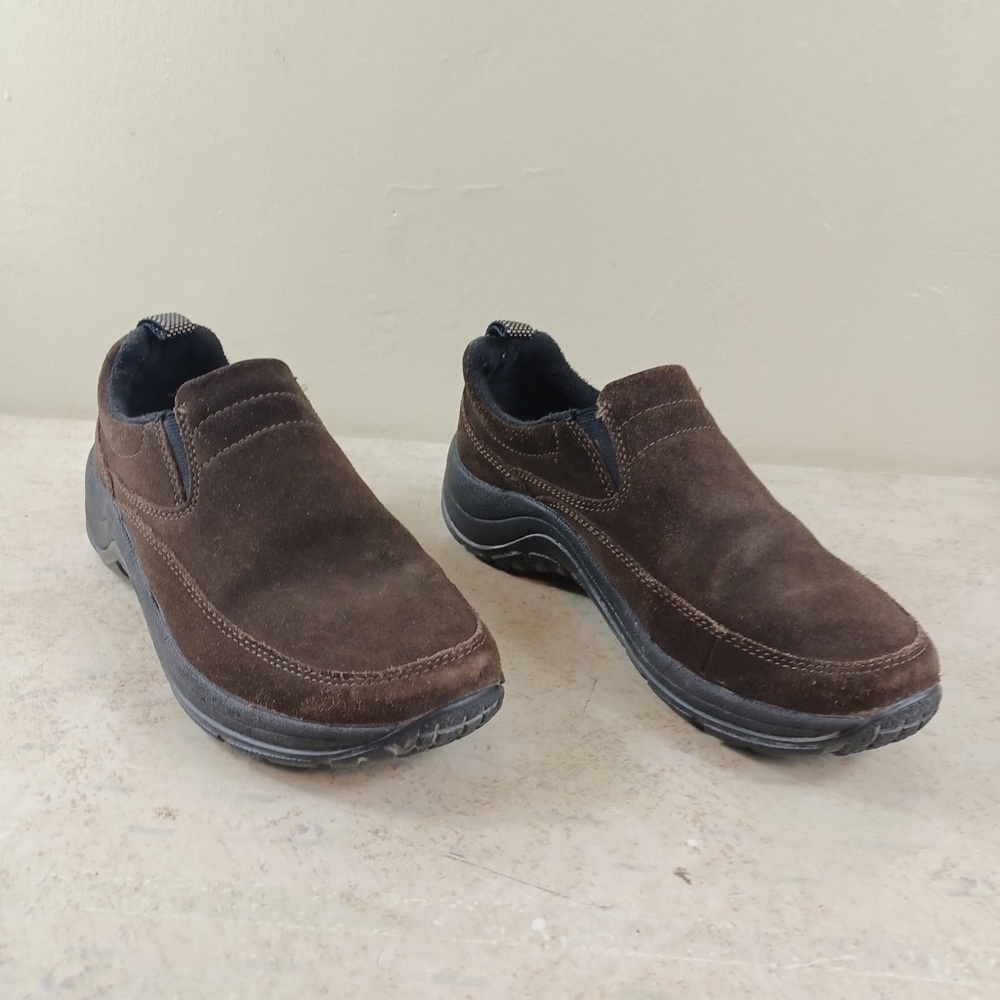 L.L. Bean Women's Comfort Mocs Size 8 Brown Suede Slip On Winter Casual Shoes